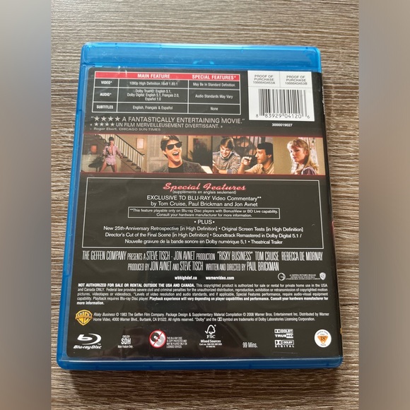 📀 3/$15 or 4/$20 📀 Risky Business Bluray - Picture 2 of 3